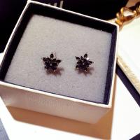 Tibetan Style Stud Earring, Flower, plated, for woman & with rhinestone, nickel, lead & cadmium free, 13x13mm, Sold By Pair