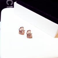 Zinc Alloy Huggie Hoop Earring Shell rose gold color plated for woman & with rhinestone & hollow nickel lead & cadmium free Sold By Pair