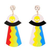 Acrylic Jewelry Earring Zinc Alloy with Acrylic plated fashion jewelry & for woman multi-colored nickel lead & cadmium free Sold By Pair