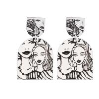 Acrylic Jewelry Earring, Tibetan Style, with Acrylic, plated, fashion jewelry & for woman, nickel, lead & cadmium free, 54x31mm, Sold By Pair