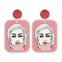 Acrylic Jewelry Earring, Tibetan Style, plated, fashion jewelry & for woman, nickel, lead & cadmium free, 61x35mm, Sold By Pair