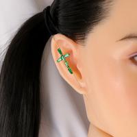 Zinc Alloy piercing ørering, Kryds, forgyldt, mode smykker & for kvinde & med rhinestone, flere farver til valg, nikkel, bly & cadmium fri, 72x18mm, Solgt af par