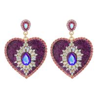 Tibetan Style Drop Earrings, Heart, plated, fashion jewelry & for woman & with rhinestone, more colors for choice, nickel, lead & cadmium free, 72x47mm, Sold By Pair