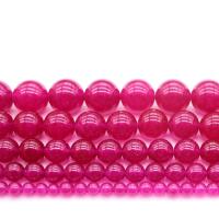 Natural Chalcedony Bead, Rose Chalcedony, Round, polished, DIY & different size for choice, rose carmine, Sold By Strand