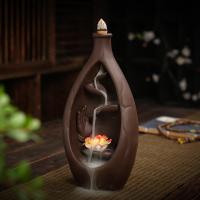 Backflow Incense Burner, Purple Clay, plated, for home and office & durable, 112x78x225mm, Sold By PC