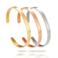 304 Stainless Steel Cuff Bangle, plated, fashion jewelry & DIY, more colors for choice, 62/65x6x1.8mm, Sold By PC