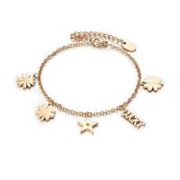 Acier titane bracelet, Plaqué de couleur d'or rose, chaîne ovale & styles différents pour le choix & pour femme & creux, Vendu par Environ 6.3 pouce brin