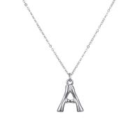 Titanium Steel Necklace Alphabet Letter Unisex & oval chain original color Sold Per Approx 17.7 Inch Strand