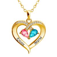 Brass Necklace with Crystal with 1.96inch extender chain Heart plated DIY & oval chain & for woman & with rhinestone nickel lead & cadmium free Sold Per Approx 17.7 Inch Strand