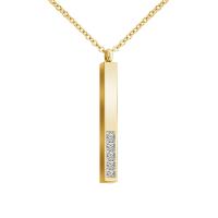 Stainless Steel Jewelry Necklace, with 1.96inch extender chain, Rectangle, plated, oval chain & for woman & with rhinestone, more colors for choice, 5x45mm, Sold Per Approx 19.6 Inch Strand