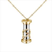 Stainless Steel Jewelry Necklace, with Brass, with 1.96inch extender chain, Column, gold color plated, oval chain & for woman & with rhinestone, 37.50x17mm, Sold Per Approx 23.6 Inch Strand