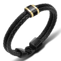 Bracelets cordon PU, acier inoxydable, avec cuir PU, Placage, DIY & styles différents pour le choix & pour homme, 14x6.50mm, Vendu par PC