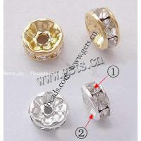 Brass Spacer Beads Rondelle plated with Mideast rhinestone Grade A 8mm Approx 2mm Sold By Bag