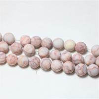 Gemstone Jewelry Beads, Network Stone, Round, DIY & different size for choice & frosted, pink, Sold By Strand