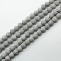 Silberblattjaspis Perle, rund, DIY & verschiedene Größen vorhanden & satiniert, grau, verkauft von Strang