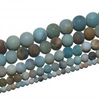 Amazonit Perlen, rund, DIY & verschiedene Größen vorhanden & satiniert, blau, verkauft von Strang