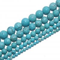 Turquoise Beads, Blue Turquoise, Round, polished, DIY & different size for choice, turquoise blue, Sold By Strand