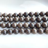 Holzmaserung Stein Perlen, Grain Stein, rund, poliert, DIY & verschiedene Größen vorhanden, Kaffeefarbe, verkauft von Strang