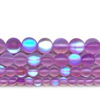 Runde Kristallperlen, Kristall, DIY & verschiedene Größen vorhanden & satiniert, heller Amethyst, verkauft von Strang
