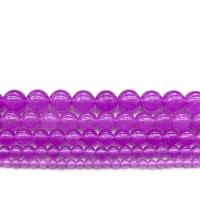 фиолетовый халцедон Бусины, Круглая, полированный, DIY & разный размер для выбора, фиолетовый, продается Strand
