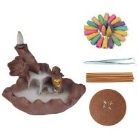 Backflow Incense Burner, Porcelain, plated, for home and office & durable, 16x14x11cm, Sold By PC