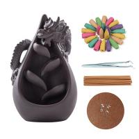 Backflow Incense Burner, Porcelain, plated, for home and office & durable, 170x95mm, Sold By Box