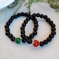 Gemstone Bracelets Obsidian with Agate & Zinc Alloy plated fashion jewelry & elastic & Unisex black Sold By Strand