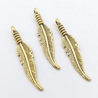 Tibetan Style Feather Pendants, plated, fashion jewelry & DIY, more colors for choice, 32x7x4mm, Sold By PC