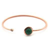 Fashion Turquoise Bracelets Brass with turquoise Round rose gold color plated adjustable & for woman nickel lead & cadmium free 60mm Sold By PC