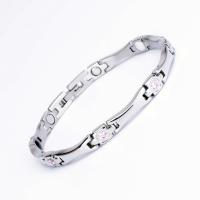 Magnetic Therapy Heath Bracelet , Stainless Steel, plated, with Magnetite & different styles for choice & for woman & with rhinestone, 190x6x3mm, Sold Per Approx 7.4 Inch Strand