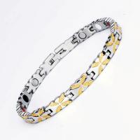 Magnetic Therapy Heath Bracelet , Stainless Steel, with Germanium, Four Leaf Clover, plated, different materials for choice & for woman, more colors for choice, 215x6x3mm, Sold Per Approx 8.4 Inch Strand