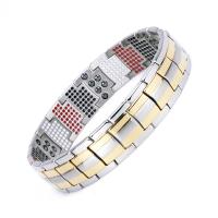 Magnetic Therapy Heath Bracelet , Titanium Steel, plated, with Magnetite & for man, more colors for choice, 215x15x3mm, Sold Per Approx 8.4 Inch Strand