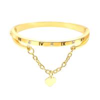 Zinc Alloy Bangle Heart plated with roman number & for woman & with rhinestone nickel lead & cadmium free 60mm Sold By PC