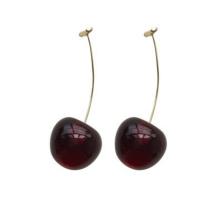 Resin Earring, with Tibetan Style, Cherry, fashion jewelry & for woman, more colors for choice, 20mm, 55mm, Sold By Pair