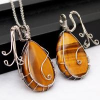 Gemstone Pendants Jewelry, plated, fashion jewelry & different materials for choice & Unisex, more colors for choice, 32x24x5mm, 5PCs/Lot, Sold By Lot