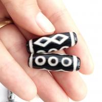 Natürliche Tibetan Achat Dzi Perlen, poliert, DIY, schwarz, 30mm, 10PCs/Tasche, verkauft von Tasche