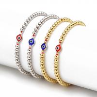 Bracelet Evil Eye bijoux, laiton, avec corde de cire, bijoux de mode, plus de couleurs à choisir, 4mm, 2Strandstoron/sac, Vendu par sac