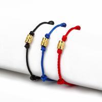 Fashion Create Wax Cord Bracelets, Brass, with Wax Cord, fashion jewelry, more colors for choice, Length:Approx 23.5 cm, 2Strands/Bag, Sold By Bag