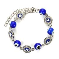 Evil Eye Jewelry Bracelet, Tibetan Style, fashion jewelry & enamel & with rhinestone, more colors for choice, 2Strands/Bag, Sold By Bag