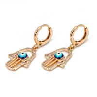 Huggie Hoop Drop Earring Zinc Alloy fashion jewelry & enamel & with rhinestone Sold By Pair