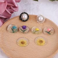 Fashion Resin Cabochons with 925 Sterling Silver & Dried Flower & Plastic Pearl DIY nickel lead & cadmium free Sold By Bag
