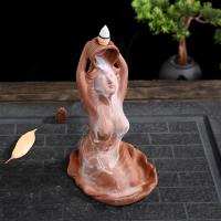 Backflow Incense Burner, Purple Clay, plated, for home and office & durable, 125x105x180mm, Sold By PC