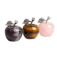 pierre gemme décoration, pomme, poli, différentes couleurs et motifs pour le choix, plus de couleurs à choisir, 30*35mm, Vendu par fixé