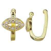 Messing Oorbel clip, gold plated, micro pave zirconia & voor vrouw, 10x15x10mm, 10paren/Lot, Verkocht door Lot