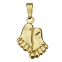 Stainless Steel Pendants, Foot, gold color plated, 15x22x2.5mm, Hole:Approx 3x7mm, 10PCs/Lot, Sold By Lot