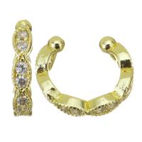 Messing Oorbel clip, gold plated, micro pave zirconia & voor vrouw, 2.5x11x12mm, 10paren/Lot, Verkocht door Lot