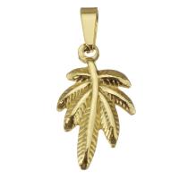 Stainless Steel Pendants, Leaf, gold color plated, 14x24x2mm, Hole:Approx 3.5x6.5mm, 10PCs/Lot, Sold By Lot