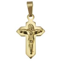 Stainless Steel Cross Pendants, gold color plated, 15x24.5x3mm, Hole:Approx 3x6.5mm, 10PCs/Lot, Sold By Lot