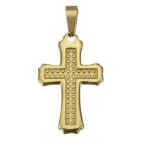 Stainless Steel Cross Pendants, gold color plated, 17.5x27.5x2mm, Hole:Approx 3x7mm, 10PCs/Lot, Sold By Lot
