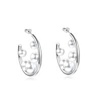 Stainless Steel Stud Earrings with Plastic Pearl plated fashion jewelry & for woman Sold By Lot